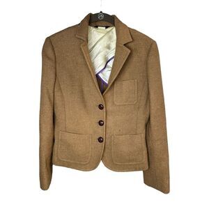 J. Crew 100% Wool Brown classic button Blazer sz 4 Vintage
